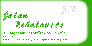 jolan mihalovits business card